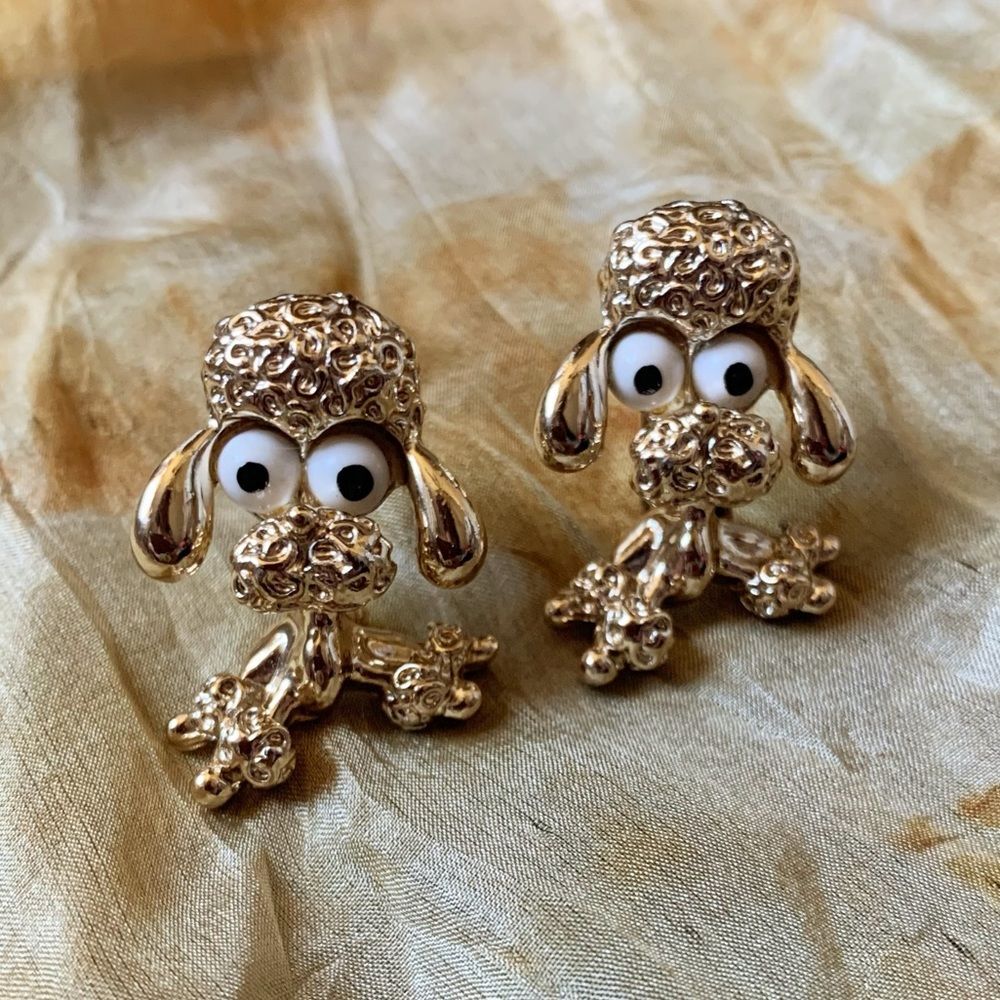 Vintage 1960s Gerry Dog Poodle Brooch Set - Two Pins